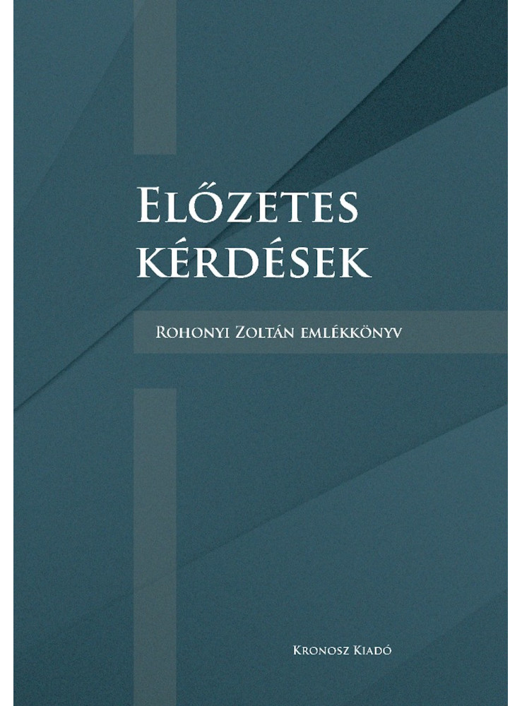 Előzetes kérdések (ekönyv) Előzetes kérdések (ekönyv)