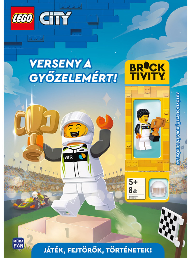 LEGO CITY - VERSENY A GYŐZELEMÉRT - AUTÓVERSENYZŐ, KUPA ÉS BUKÓSISAK